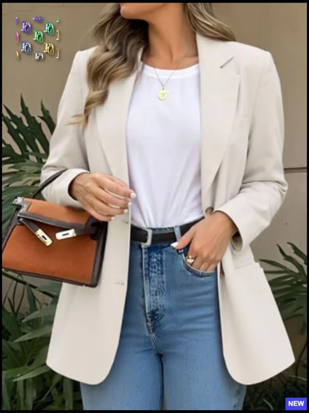 Oversized Blazer Lightweight Minimalist Business Casual Button Down Loose Fit - Picture 4 of 7